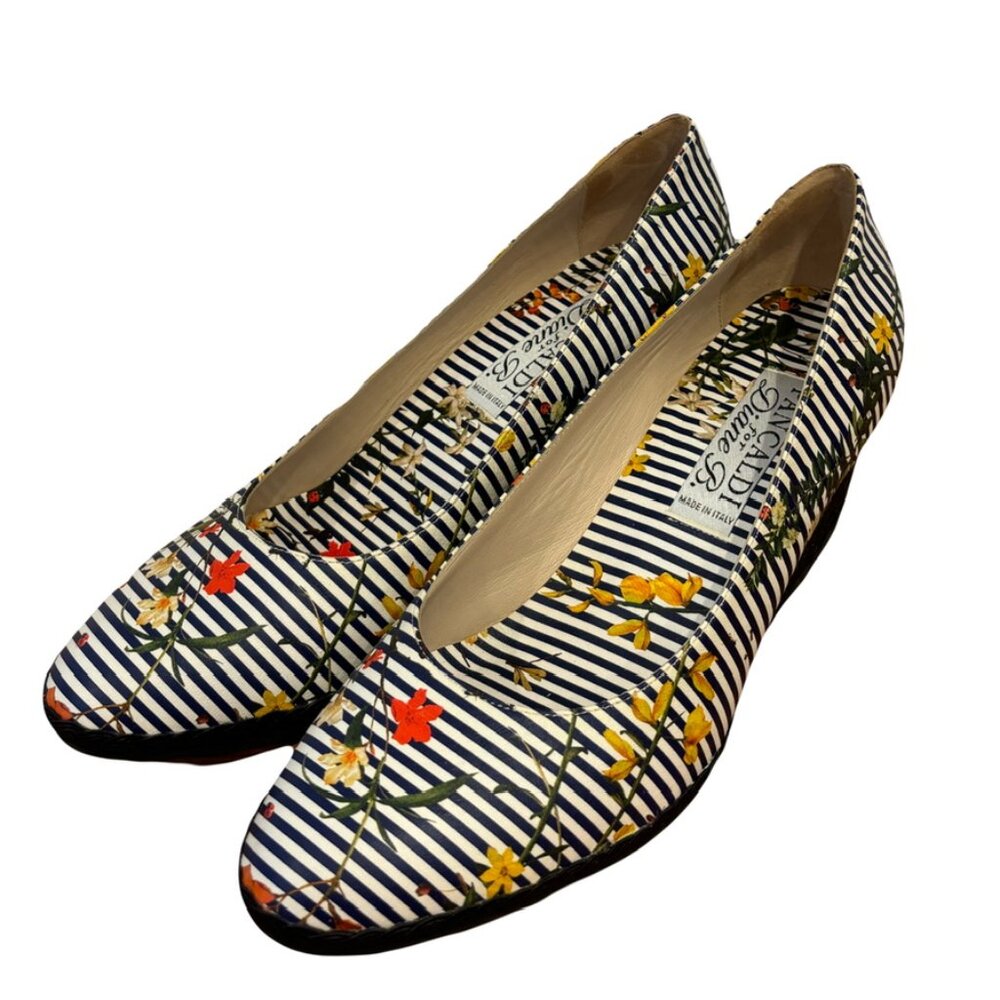 Pancaldi for Diane B. Striped Floral Heels